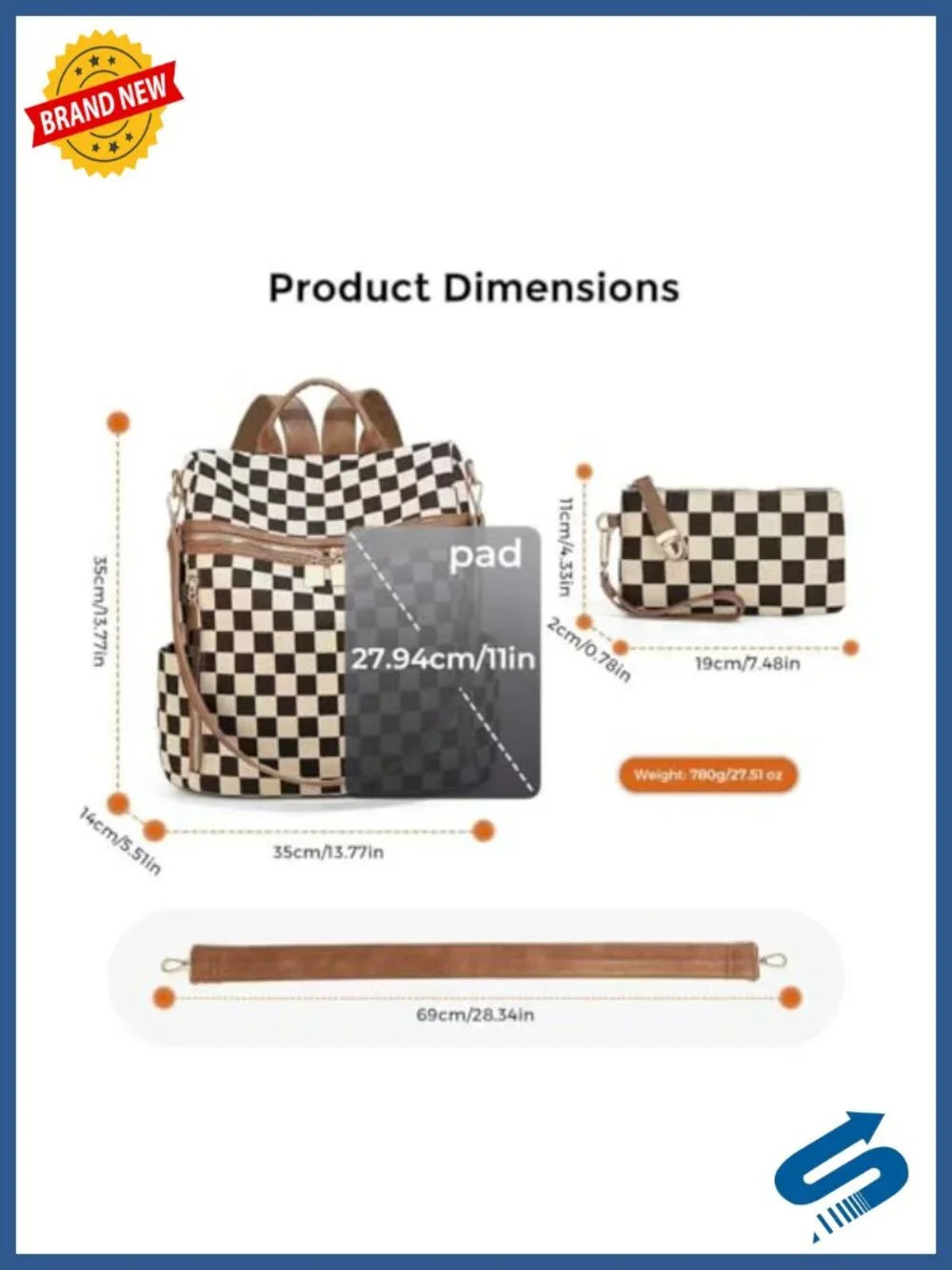 Checkered Backpack Purse for Women Plaid Canvas PU Laptop Backpack Daypack
